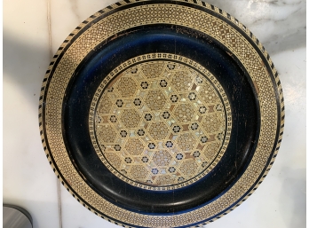 Beautiful Wood Plate With Pearl Detail