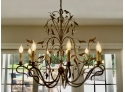 Pierre Deux Iron Acanthus  Chandelier With Filagree Flower And Leaf Details