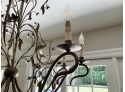 Pierre Deux Iron Acanthus  Chandelier With Filagree Flower And Leaf Details
