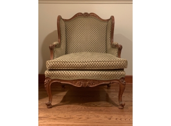 Green  “Velvet Gauffrage” By Lelièvre Upholstered Wood Frame Arm Chair