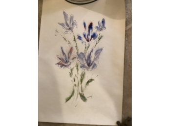 Alfred Birdsey (1912-1996) Original Watercolor Of Lilac Colored Flowers