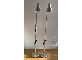 Pair Of Standing Lepower Chrome Lamps
