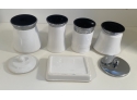 White Ceramic And Chrome Toiletries Set 5 Pieces