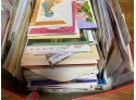 Box Of Vintage Greeting Cards And Junk Drawer, Office / Desk Supplies