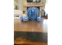 Four Blue And White Chinese Style Ceramic Objects From One Kings Lane - Ginger Jar And Three Balls