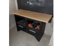 Metal And Butcher Block Work Bench With 2 Drawers