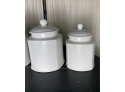 Four White Ceramic Lidded Counter Or Table Top Canisters By Arthur Wood