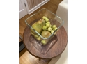 10” Square Glass Vase With Assortment Of Faux Pears