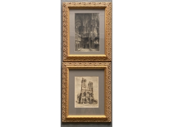 Two Framed Prints Of Drawings - Reims Cathedral