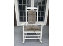 Pair Of White Wood And Rush Seat Rocking Chairs