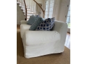 88' Bolster Arm Sofa With White Slipcover