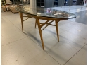 Italian - Possibly Carlo Mollino - Mid Century Modern Oval Glass Top Table With Rosewood And Brass Base