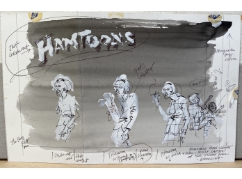 Ink And White Paint - Copy For An Illustration 'Hamtoons' - Hamptons Life Cartoon