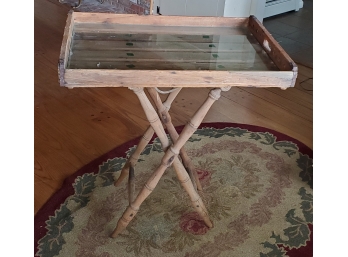 Rare Piece!  Antique Rustic Cocktail Tray Table With Criss Cross Legs