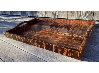 Vintage Japanese Wooden Serving Tray With Handles