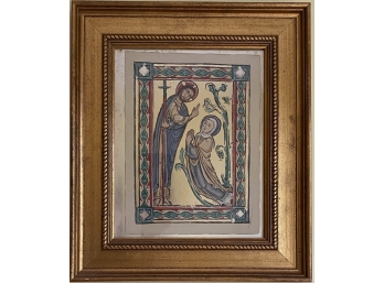 Framed Print Of Christ Appearing To Mary Magdalene With Gold Leaf