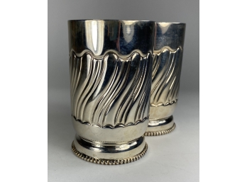 Two Sterling Silver Cups With Black Box