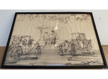 India Ink On Paper, Framed Drawing By Peter Larkin