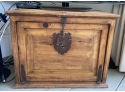 Front Hinged Door Rustic Wooden Trunk With Wrought Iron Hardware - Made In Mexico