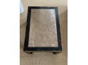 Black Stained Wood And Stone Slab Top Coffee Table