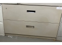Two Horizontal Off White Metal File Cabinets And The Contents - Gift Wrapping Accessories