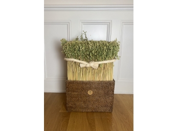 French Dried Floral Arrangement With Woven Basket (imported) Le Jardin De Marie, St. Tropez