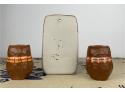 Trio Of Vintage Ceramic Owls - Salt And Pepper And Wall Ceramic Holder