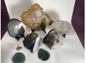 Petrified Wood, Geode Bookends, Geode Coasters And Geode Bottle Stopper