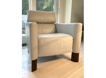 Grey Italian Leather Modern Lounge Chair