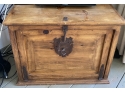 Front Hinged Door Rustic Wooden Trunk With Wrought Iron Hardware - Made In Mexico
