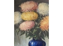 W -GJ Martin Paris 1929 - Oil On Board In Wood Frame - Still Life Of Chrysanthemum Flowers With Vase 31 X 37'