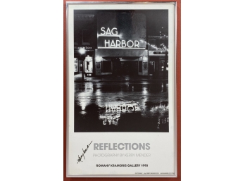 Framed And Signed Black & White Photograph Of Original Sag Harbor Movie Theater 'reflections' By Kerry Mender