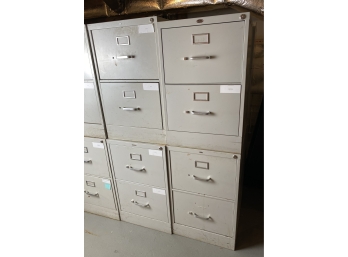 Four White Metal File Cabinets - Storage