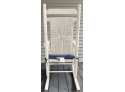 EQ - Pair Of Serena & Lily Style White, Wicker Rocking Chairs With Light Blue