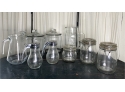9 Pieces Of Clear Glass Kitchen Ware - Swing Lids