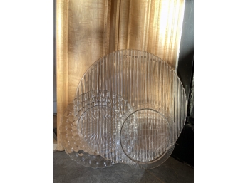 Three Clear Glass, Flat Round, Objects