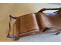 Brown Leather And Wood Chaise Lounge  Or Reading Chair