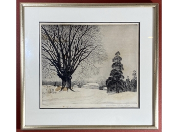 Etching A Saltbox Home Landscape With Tree Titled 'dawn'signed William MacLean