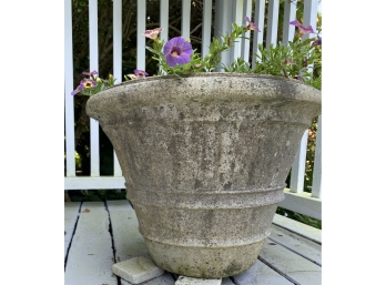 Pair Of Concrete Planters (with Flowers)