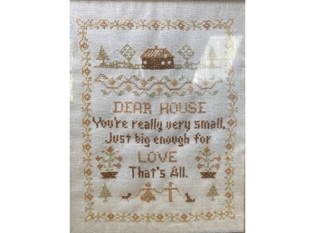 American Swede Cross Stitch Or Embroidery Sampler 'Dear House'