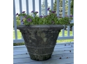 Pair Of Concrete Planters (with Flowers)
