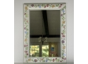 'Vintage' Ikea Wall Mirror - White Frame With Floral Painted Trim