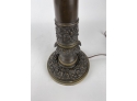 Bronze Neoclassical Lamp With Green Tole Shade