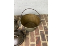 Lot Of Antique Cookware - Dutch Oven, Steel Bucket And Brass Bucket By Ansonia Brass Company