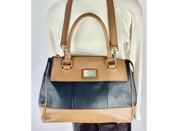 Tiganello, Black And Brown Leather Handbag With Shoulder Strap