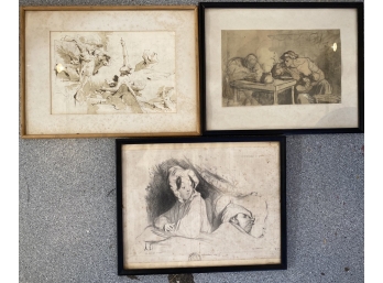 Three Framed Images Daumier And Unknown