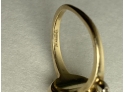 14k Gold Vintage Etched Leaves Cocktail Ring