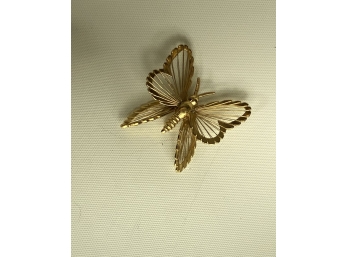 2 Of 2  - 1' Money Gold Tone Butterfly Pin Brooch