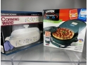 Corning Ware Covered Casserole, Pyrex Lidded Baking Or Cooking Dish With Portable Carrier - Both New In Boxes