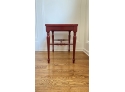 Refurbished Red Antique Side Table With Glass Top Insert